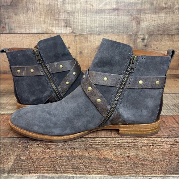 NEW $210 Women's Sz 9 M Kork-ease Kenai Suede Bootie Moto Gray Strap Studded - Picture 8 of 13